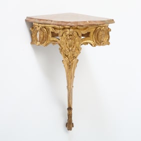 Louis XV Marble Top Gilt Corner Console