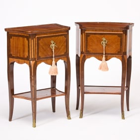 Pair of Louis XV Tulipwood and Amaranth Bedside Commodes