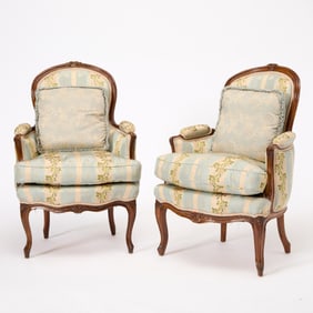 Pair of Louis XV Beechwood Bergères en Cabriolet