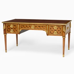 Louis XVI Gilt Bronze Mounted Tulipwood and Rosewood Parquetry Bureau Plat
