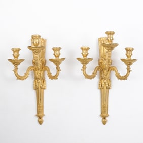 Pair of Louis XVI Ormolu Three-Branch Wall Lights