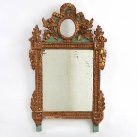Louis XVI Parcel-Gilt and Painted Wood Mirror