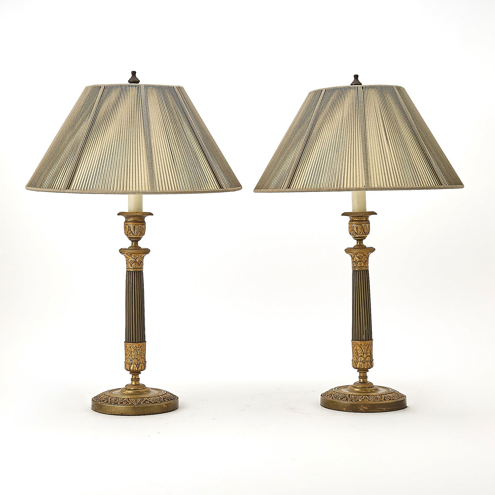 Pair of Empire Parcel-Gilt-Bronze Candlesticks (1 of 3)