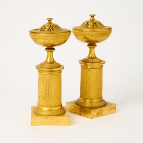 Pair of Empire Ormolu Cassolettes
