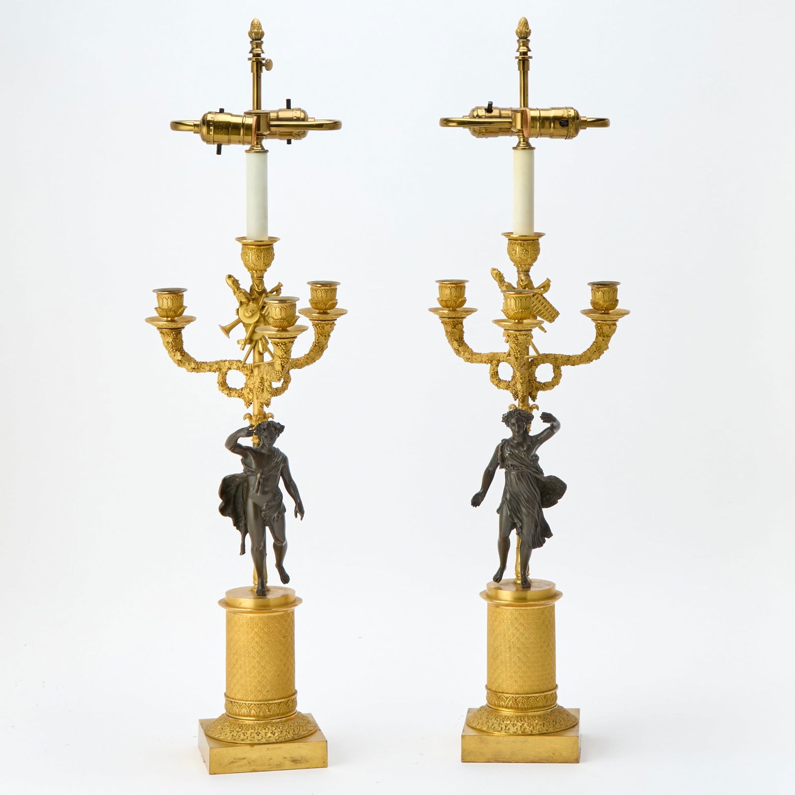 Pair of Empire Gilt and Patinated Bronze Figural Candelabra (1 of 2)