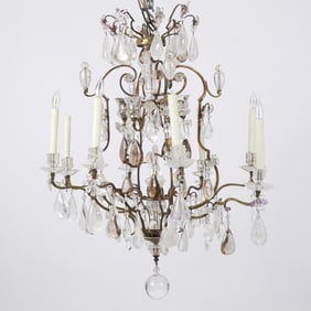 Louis XIV Ormolu and Rock Crystal Eight-Light Chandelier