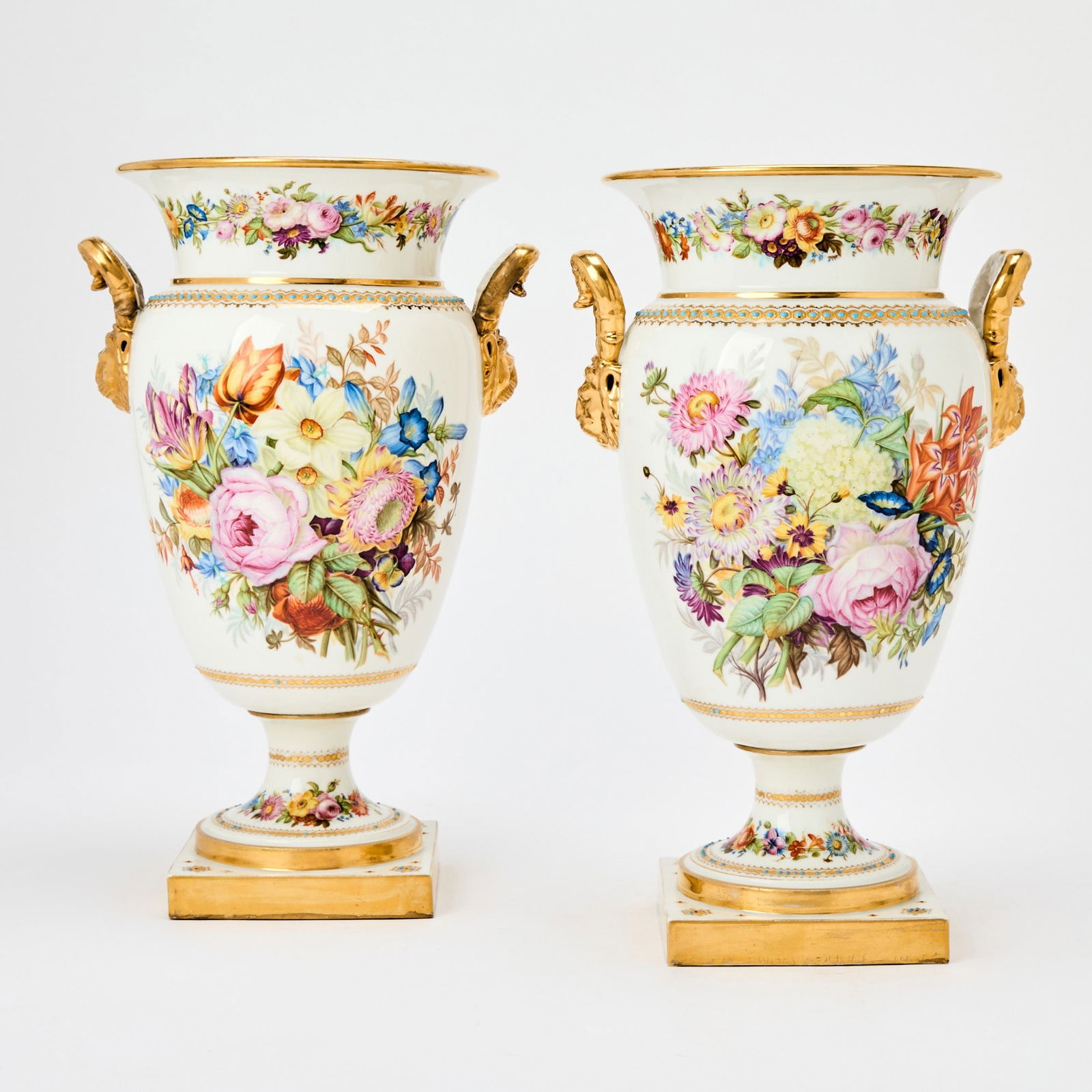Pair of Paris Porcelain Twin-Handled Vases (1 of 3)