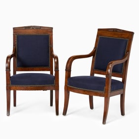 Pair of Louis Philippe Mahogany Fauiteuils