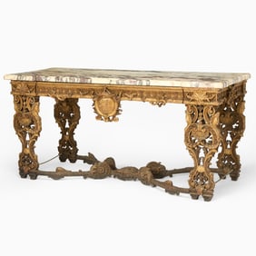 Louis XIV Style Carved Giltwood Double Sided Center Table