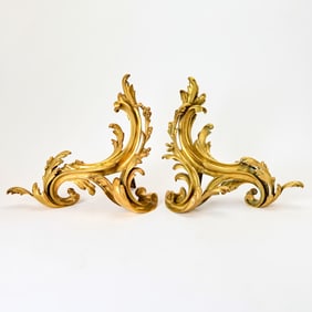 Pair of Louis XV Style Gilt-Bronze Chenets