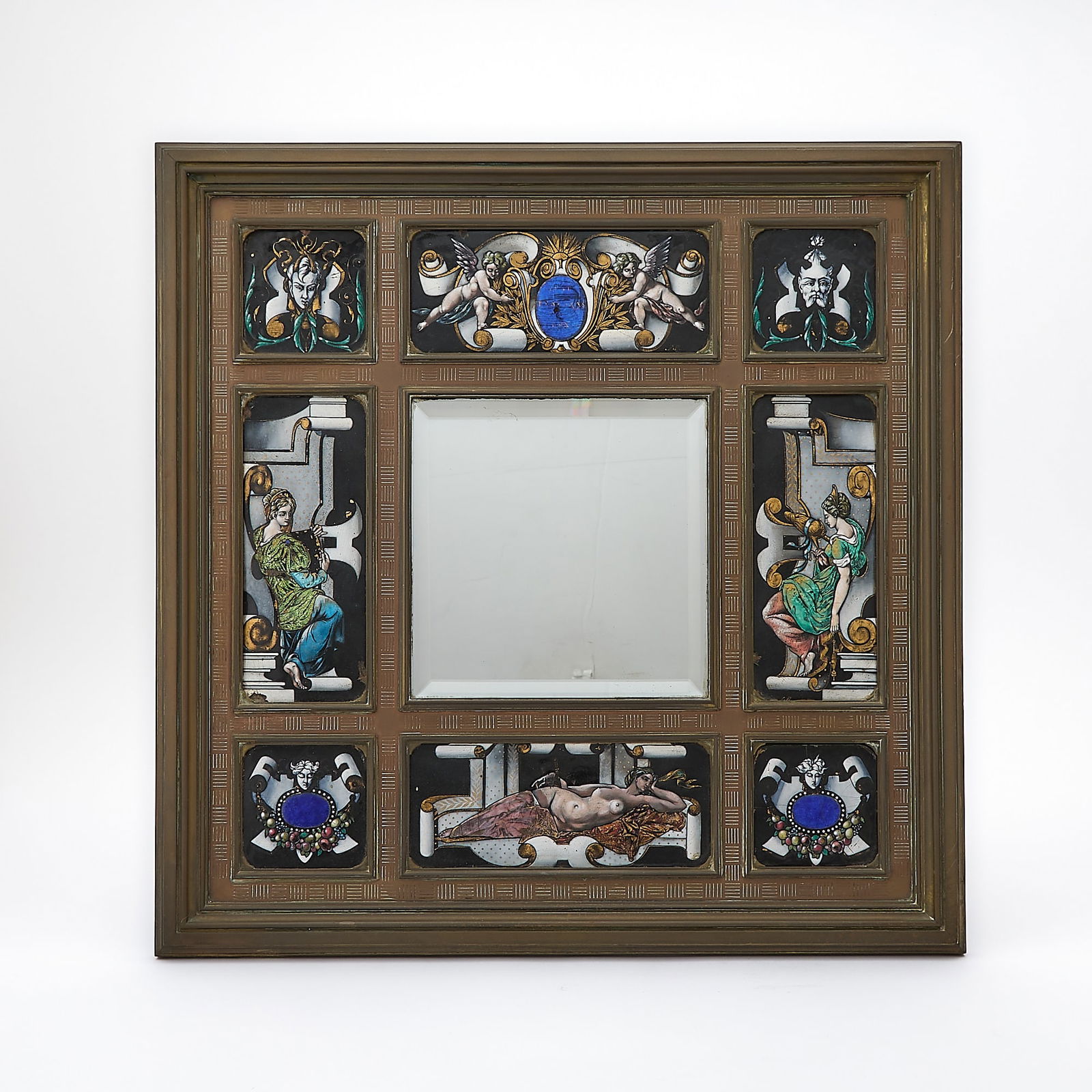 Limoges Enamel Table Mirror: Late 19th century Height 18 3/4 inches (47.5 cm), width 18 3/4 inches (47.5 cm).