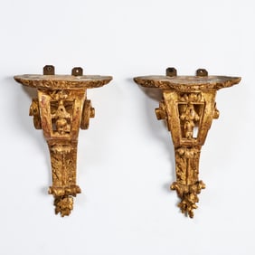 Pair of Régence Carved Giltwood Brackets