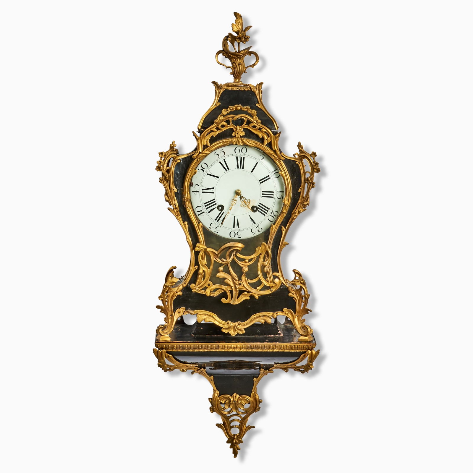 Louis XV Ormolu Mounted Black Lacquer (Vernis Martin) Bracket Clock (1 of 2)