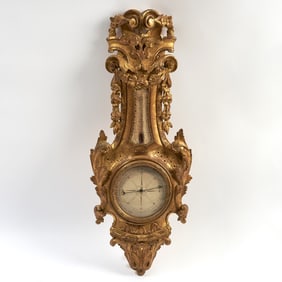 Louis XV Carved Giltwood Barometer