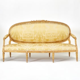 Louis XVI Carved Giltwood Upholstered Sofa