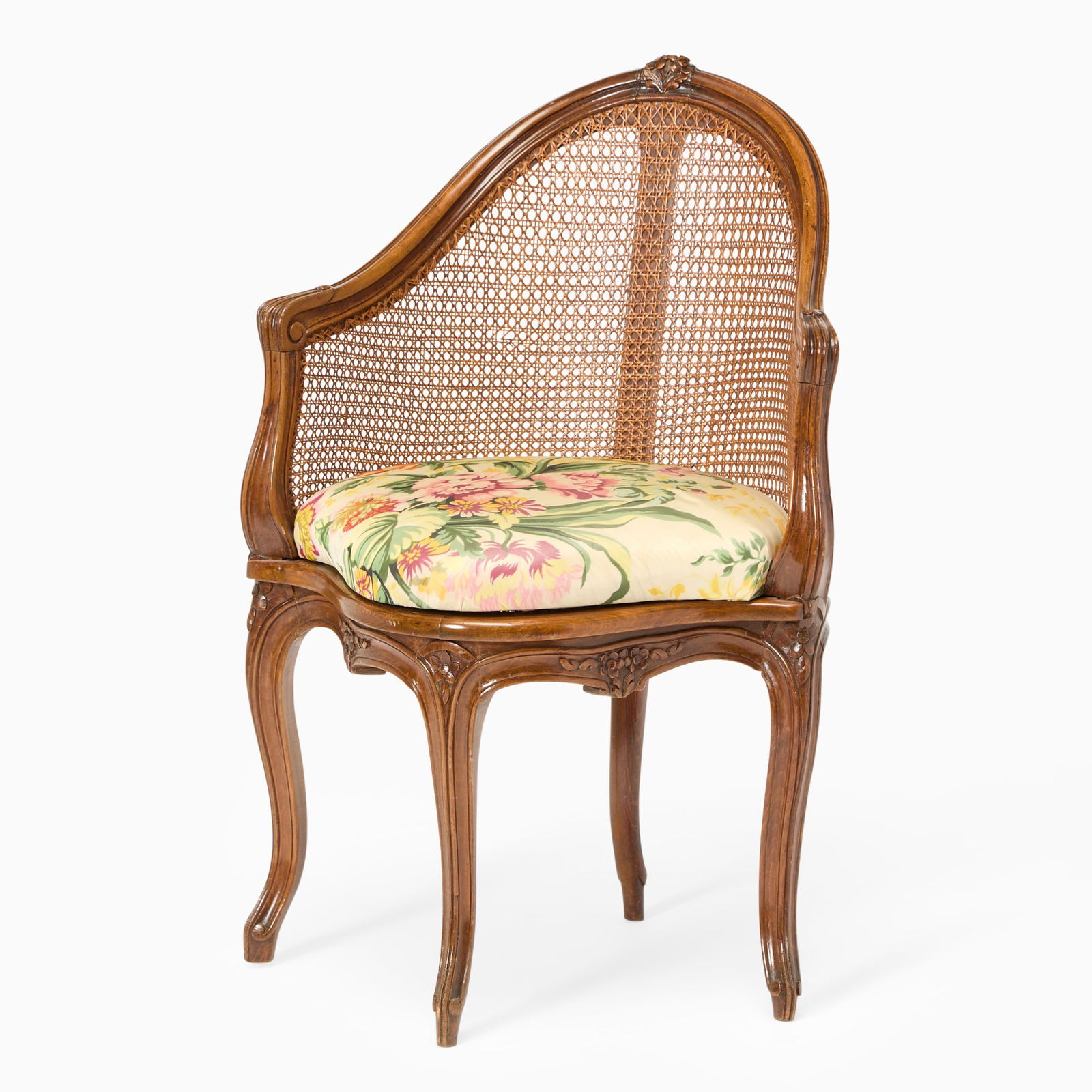 Louis XV Style Caned Walnut Corner Chair (1 of 8)