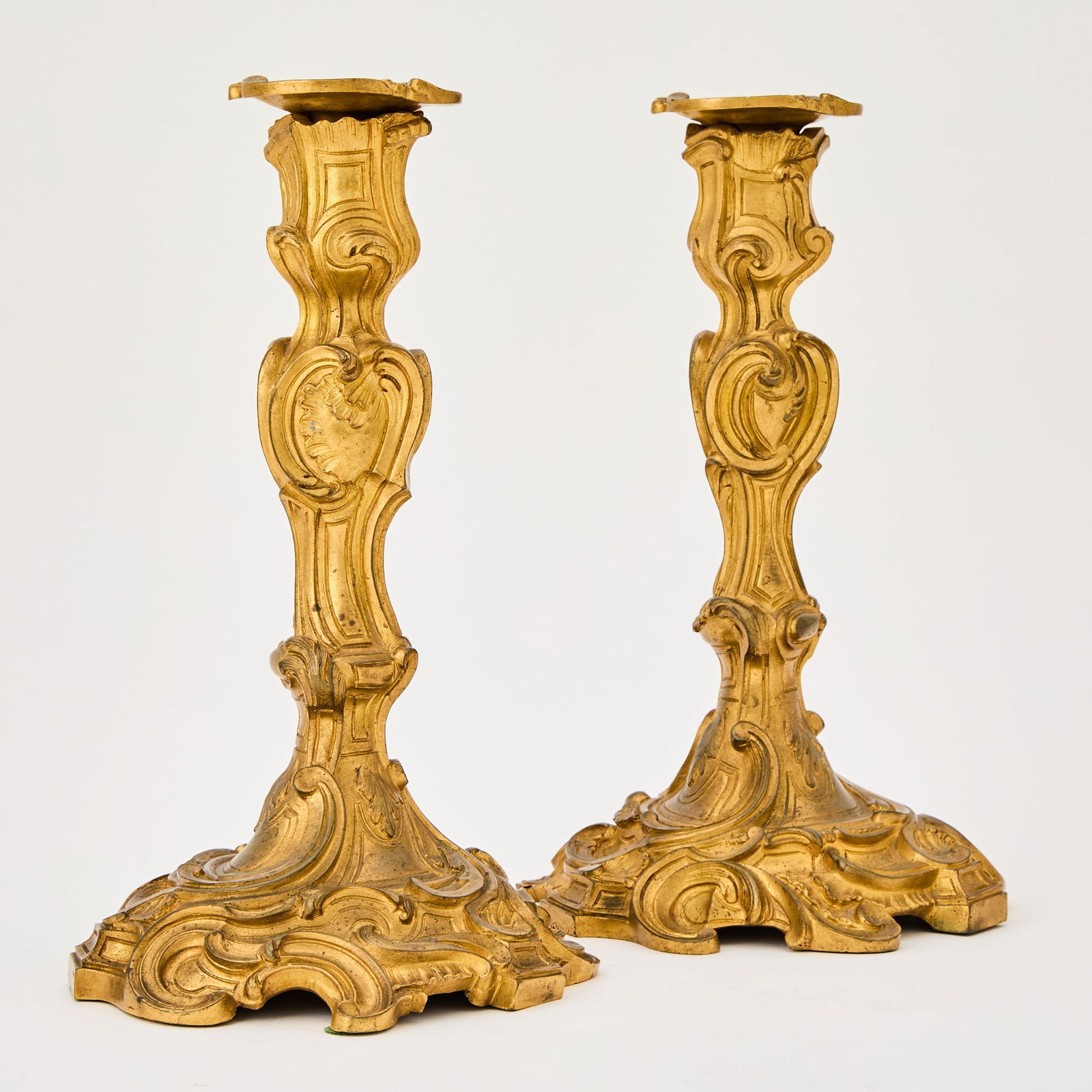 Pair of Louis XV Style Gilt Bronze Candlesticks (1 of 5)