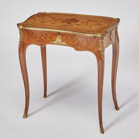 Louis XV Style Gilt-Bronze Mounted Kingwood and Amaranth Floral Marquetry Side Table