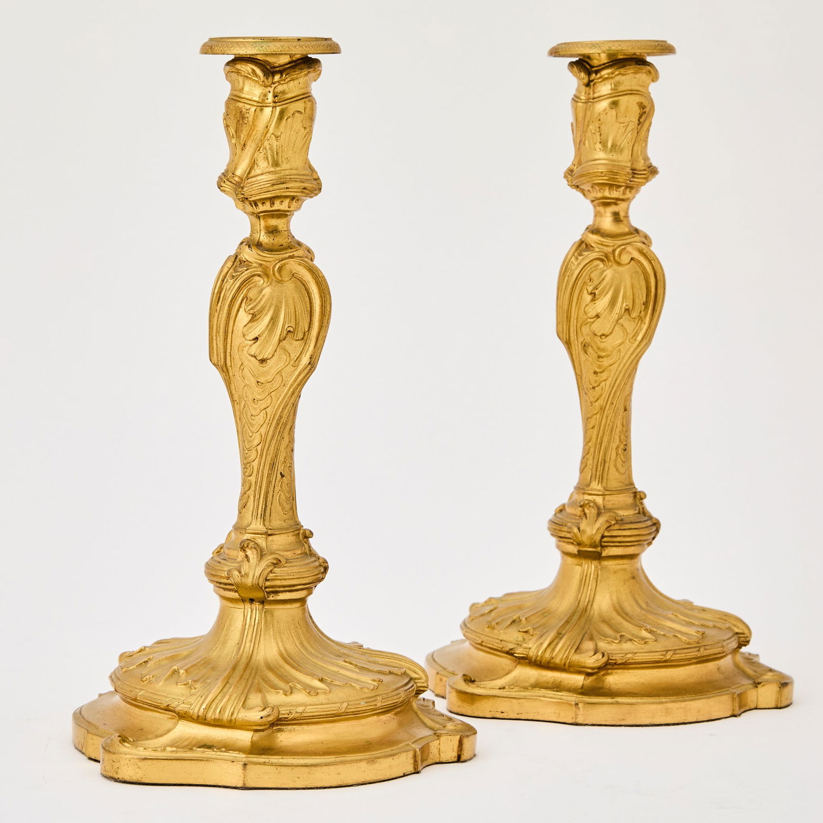 Pair of Louis XV Style Gilt Bronze Candlesticks (1 of 6)