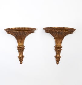 Pair of Louis XVI Style Carved Giltwood Brackets