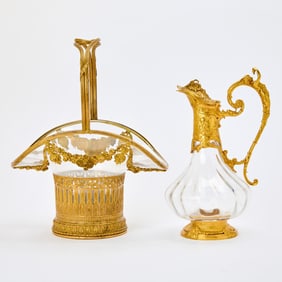 French Gilt-Bronze Mounted Cristallerie Lorraine Claret Jug