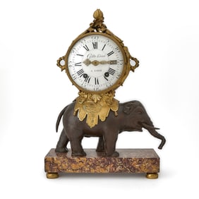 Louis XVI Ormolu and Patinated Bronze Elephant Clock, Circa 1775-1780
