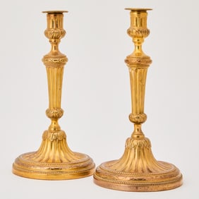 Pair of Louis XVI Style Gilt-Bronze Candlesticks