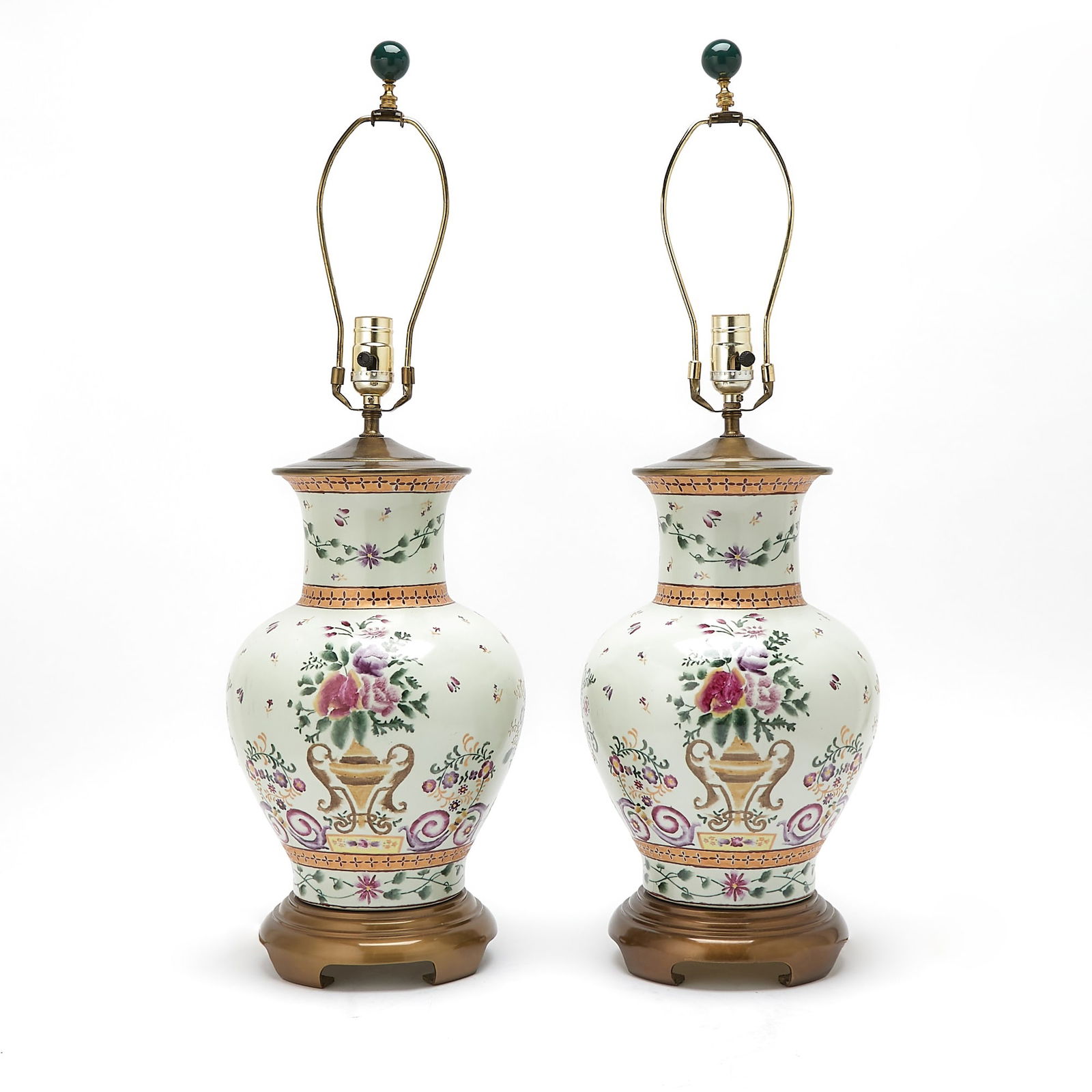 Pair of French Porcelain Table lamps in Chinese Famille Rose Style (1 of 5)