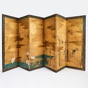 Japanese Six-Panel Folded Chamber Screen