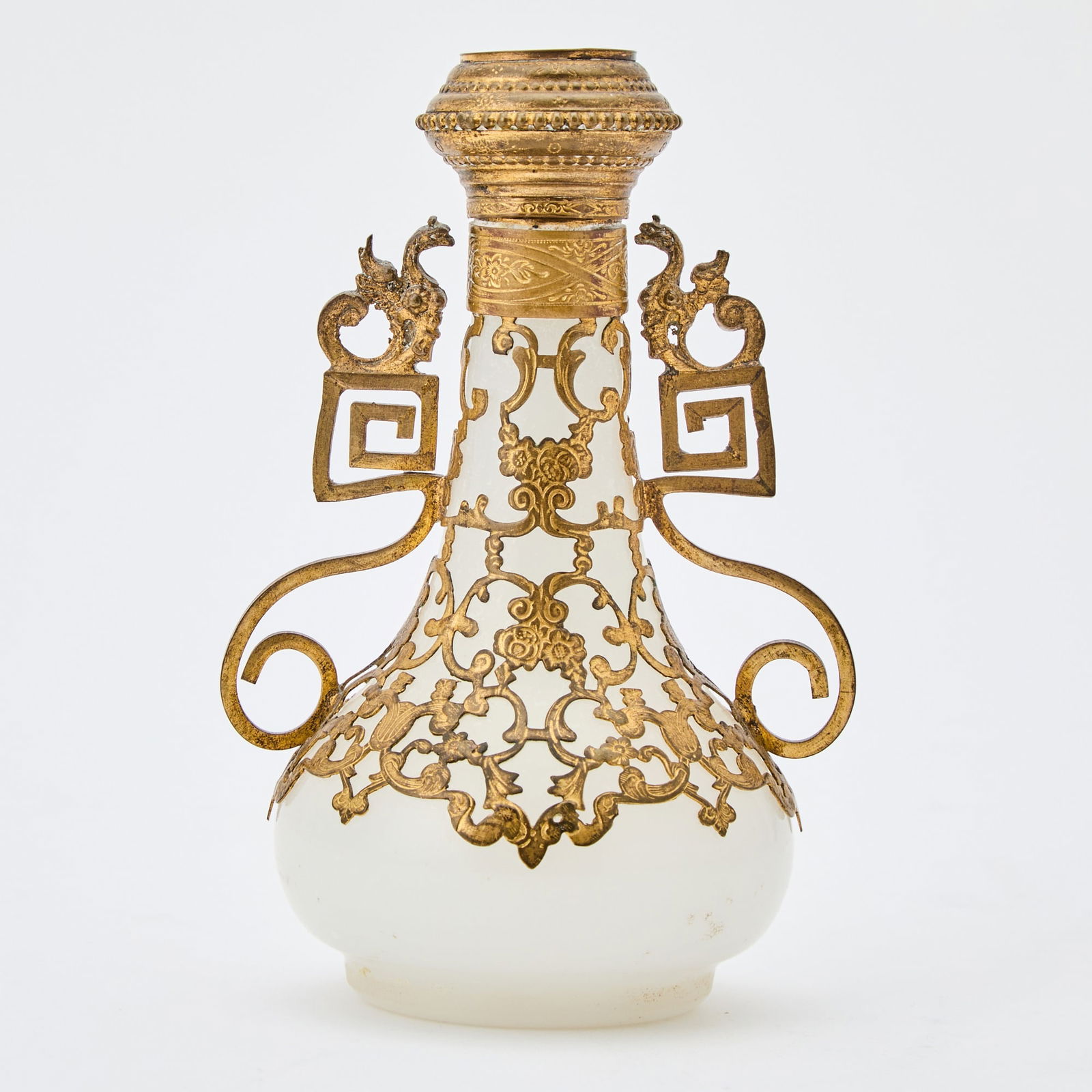 Small French Gilt-Metal Mounted Opaline Perfume Bottle (1 of 5)