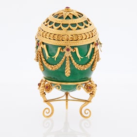 Gold Mounted Hardstone Egg