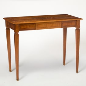 Continental Parquetry Inlaid Fruitwood Side Table