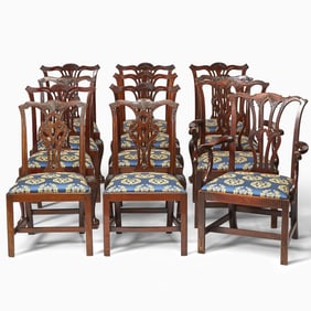Assembled Set of Twelve George III Mahogany Dining Chairs