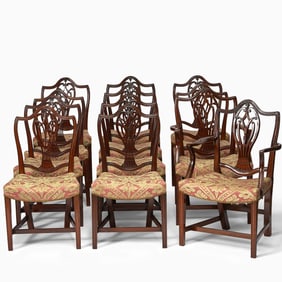 Assembled Set of Twelve George III Mahogany Armchairs