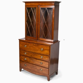 George III Mahogany Bureau Bookcase