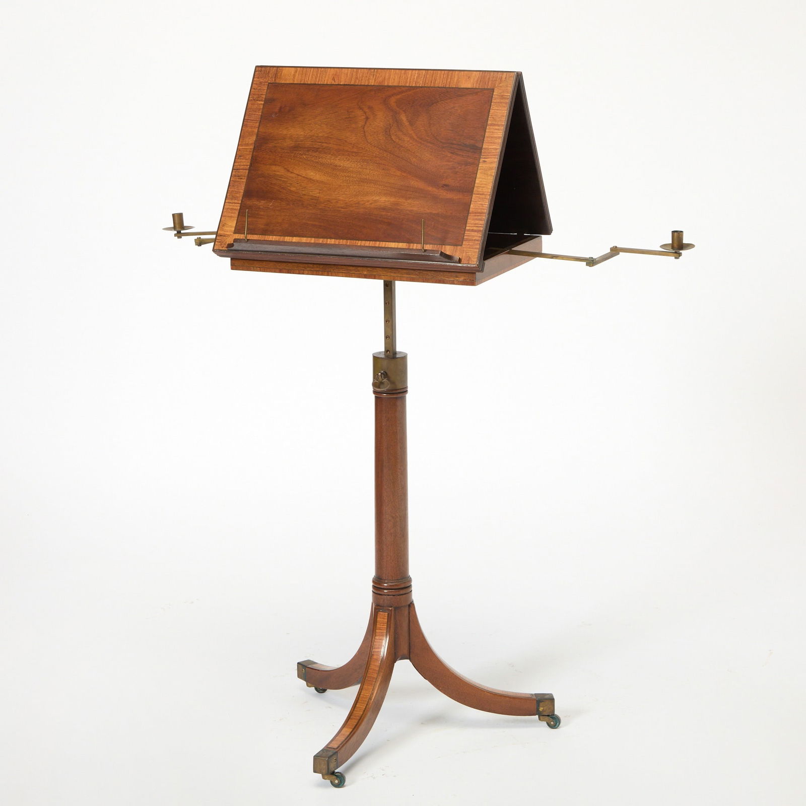 Regency Brass-Mounted Satinwood Inlaid Mahogany Music Stand (1 of 7)