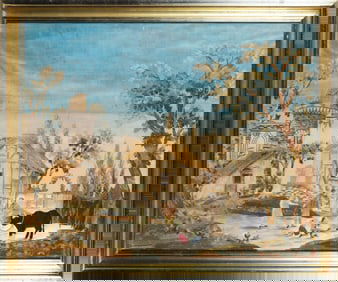 George IV Silkwork Genre Scene