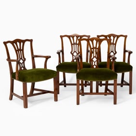 Set of Four George III Style Mahogany Armchairs