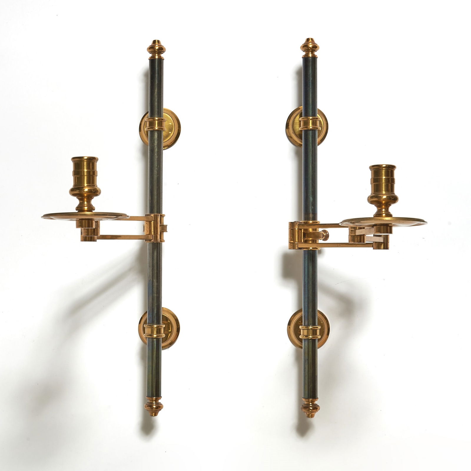 Pair of Regency Style Brass and Steel One-Branch Wall-Lights (1 of 4)