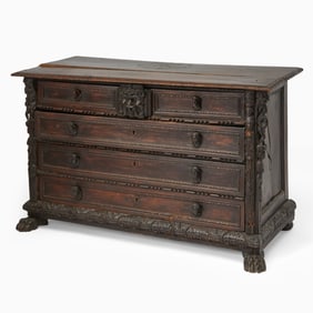 North Italian or Tuscan Renaissance Carved Walnut Cassettone (Commode)
