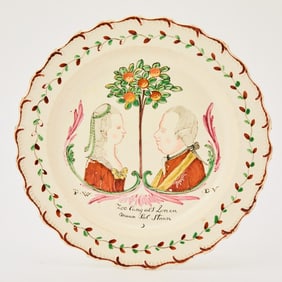 Dutch Decorated Orangist Leeds Creamware Plate