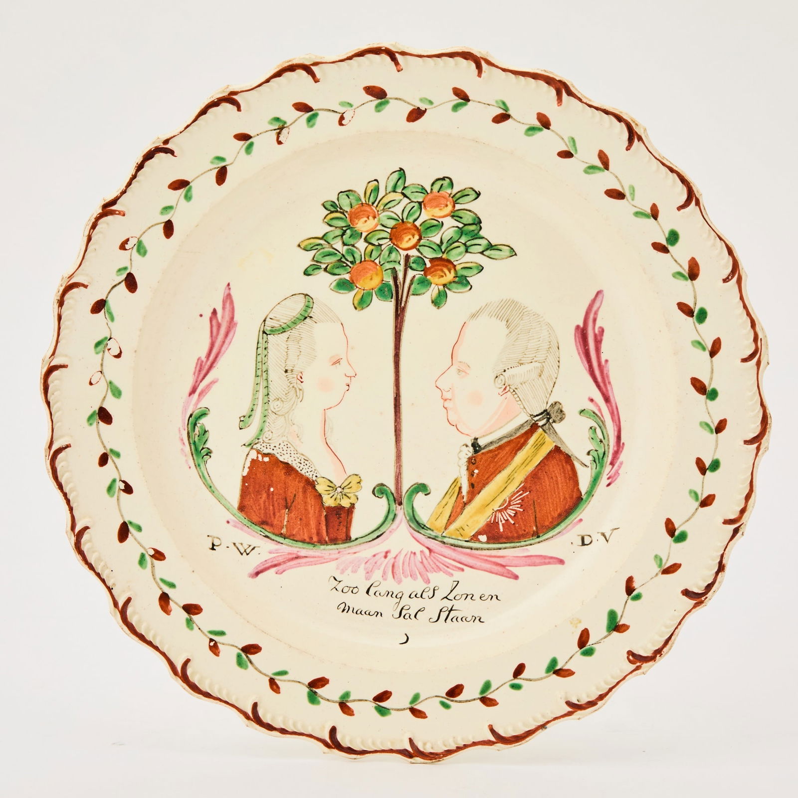 Dutch Decorated Orangist Leeds Creamware Plate (1 of 5)