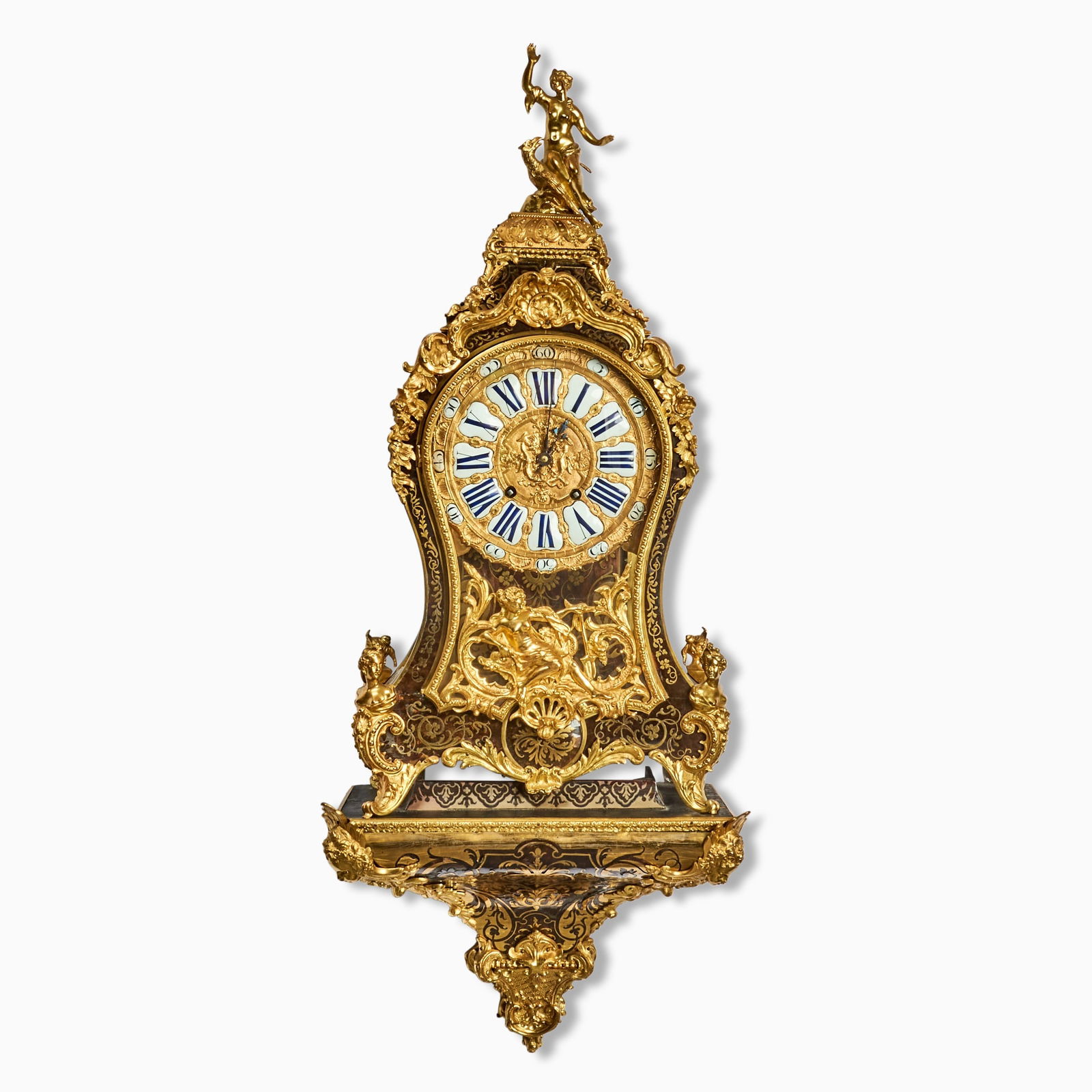 Early Louis XV Ormolu Mounted Tortoise Shell Veneered Boulle Bracket Clock, Charost, Paris
