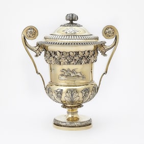 Anglo-Indian Horse Racing Interest: George III Sterling Silver Gilt Covered Two Handled Cup
