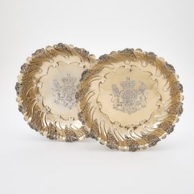 Pair of Sterling Silver Gilt Fluted Bowls