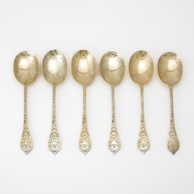 Assembled Set of Six Irish George III Sterling Silver Gilt Serving Spoons