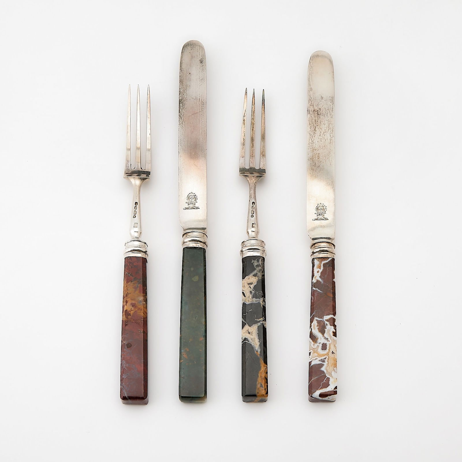 Victorian Sterling Silver and Hardstone Dessert Service (1 of 4)