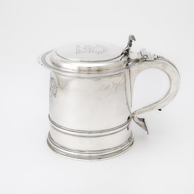 Victorian Sterling Silver Covered Tankard