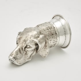 Continental Silver Novelty Hound Form Stirrup Cup