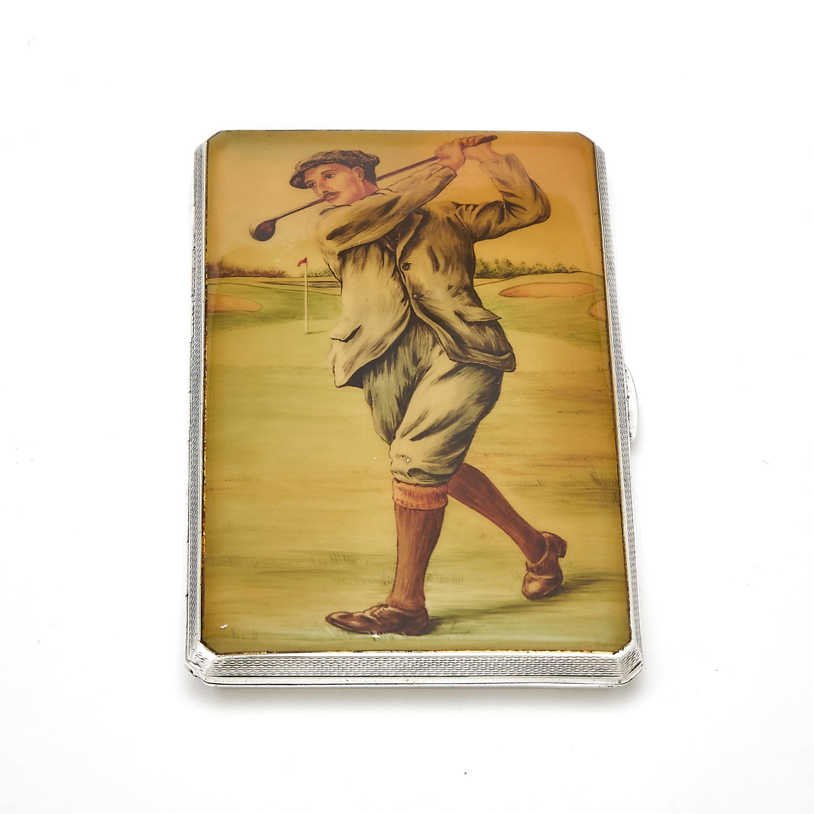 George VI Sterling Silver and Enamel Novelty "Golfing" Cigarette Case (1 of 6)